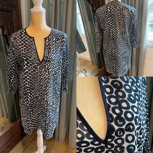 NWOT J. Crew tunic/ beach coverup navy and white size Medium